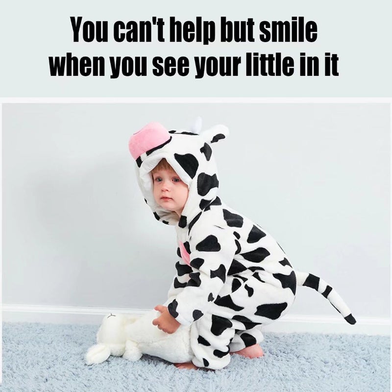 OLLULL Baby Cow Costumes Unisex Toddler Outfit Halloween Dress Up Romper 2-3 Years - Image 2
